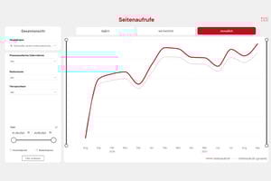 Screenshot des Reporting Tools, der Seitenaufrufe zeigt.