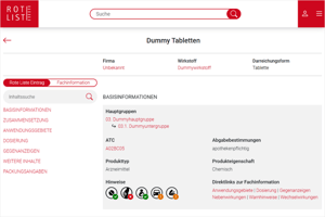 Screenshot der ROTE LISTE Website